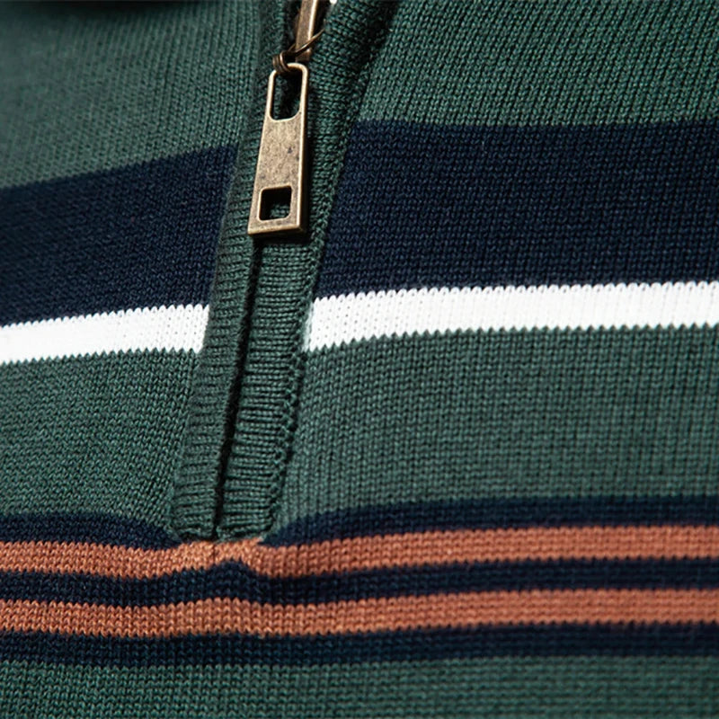 Verges Mock Neck Striped Sweater