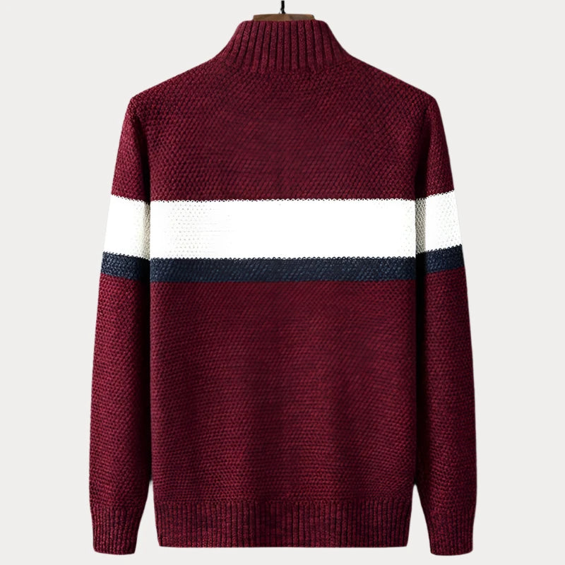 Changchun Striped Stand Collar Sweater