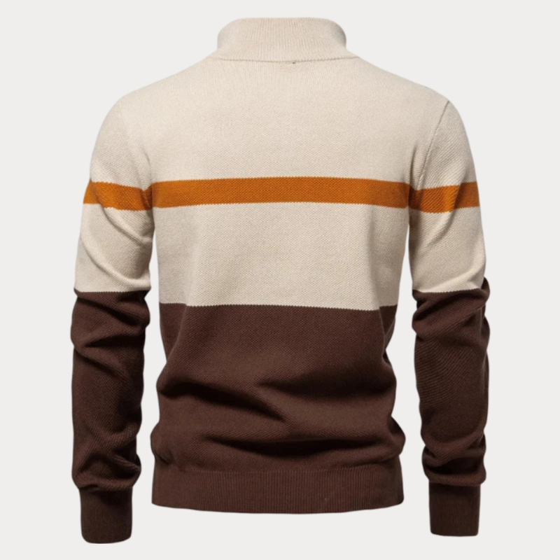 Uluru Stand Collar Striped Sweater