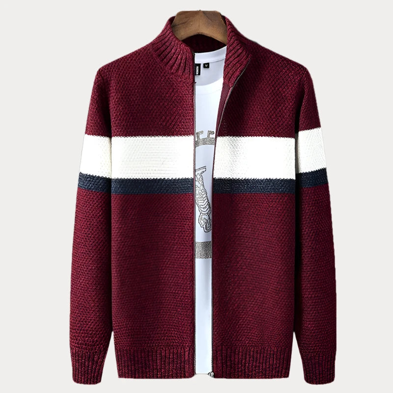 Changchun Striped Stand Collar Sweater